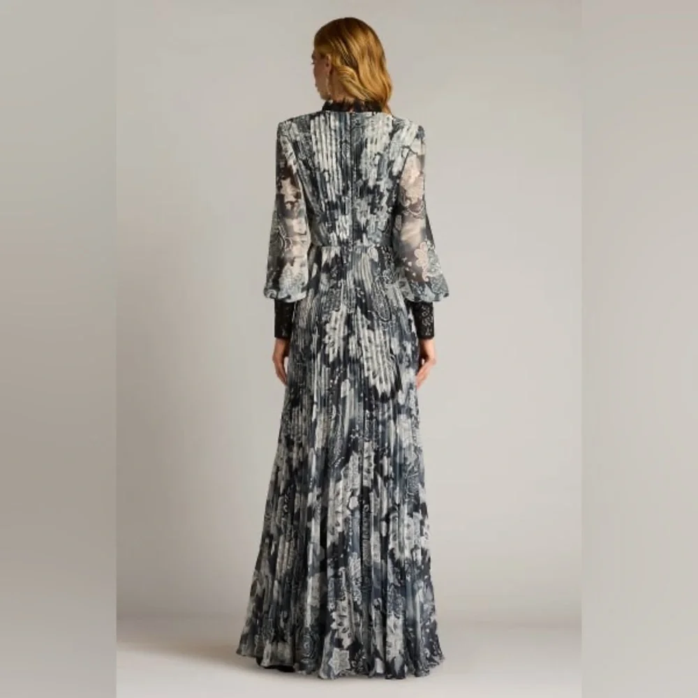 TADASHI SHOJI - AUDRA FLORAL PRINT CHIFFON GOWN - Picture 2 of 6